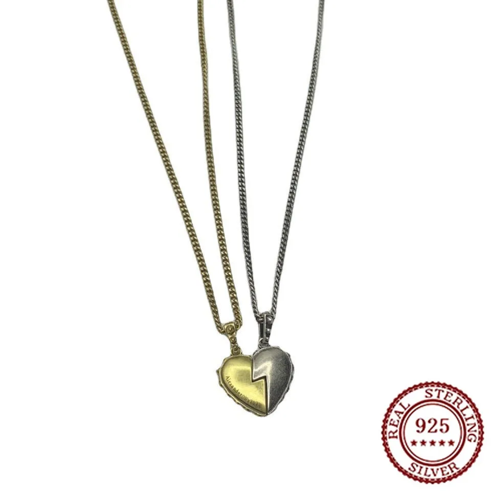 

2025 Trendy Classic Women's Heart Shaped Necklace Color Blocked Geometric Shape Heartwarming Couple's Neck Chain