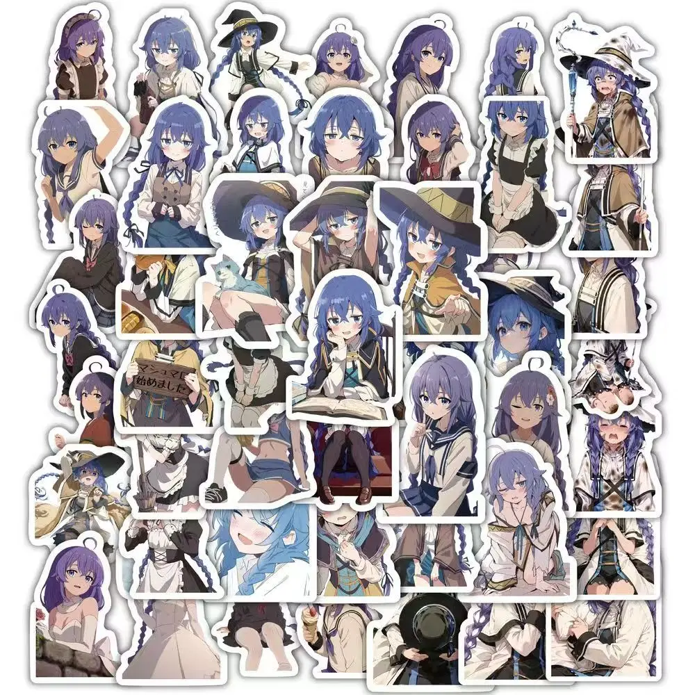 50pcs Mushoku Tensei Anime Stickers Cute Blue Braids Girl Decals for Laptop Water Bottle Luggage Phone Kawaii Decor Fans Gift