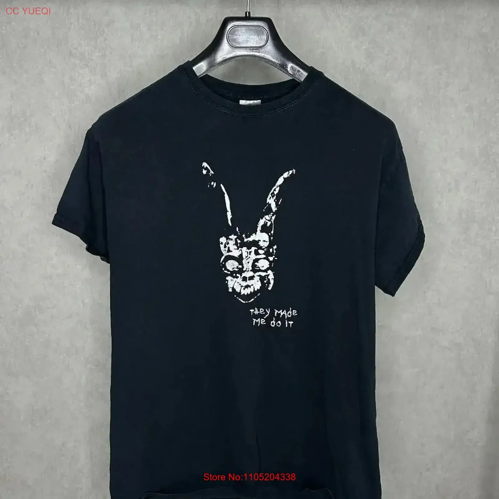 Donnie Darko Vintage They Made Me Do It camiseta película talla M negro para hombre ropa de diseñador lavada homme vintage lavado suave