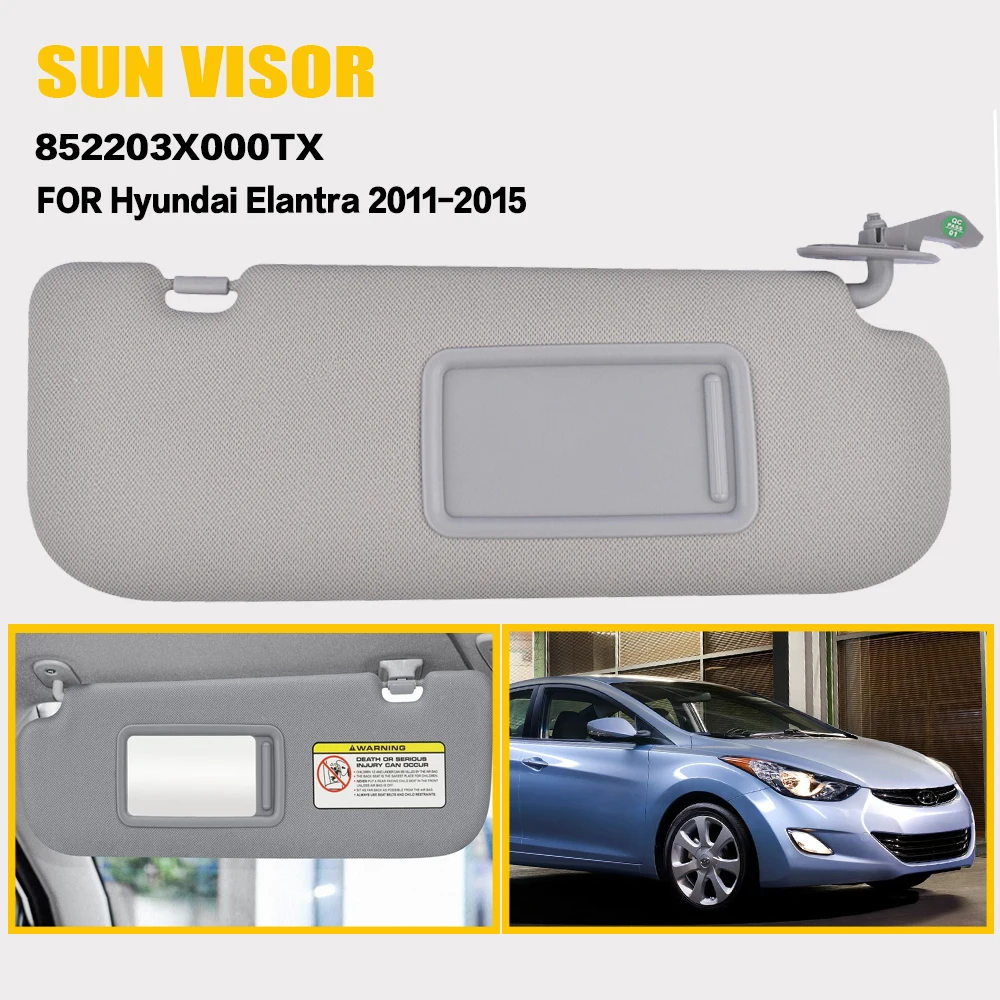 

Left & Right Sides Sun Visor for Hyundai Elantra 2011 2012 2013 2014 2015 Gray Without Light Sunvisor Replacement 852103X000TX