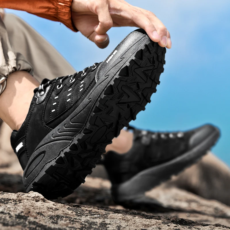 Zapatos de senderismo para hombre, zapatillas de escalada al aire libre, calzado deportivo de alta calidad con cordones para caza, Camping táctico, senderismo, turismo, 47