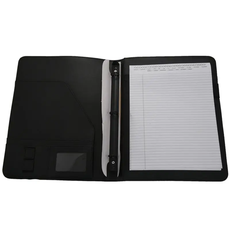 

A4 Vegetarian Leather 3 Ring Portfolio Binder Business Binder Padfolio With Notebook Pad Interview & Business