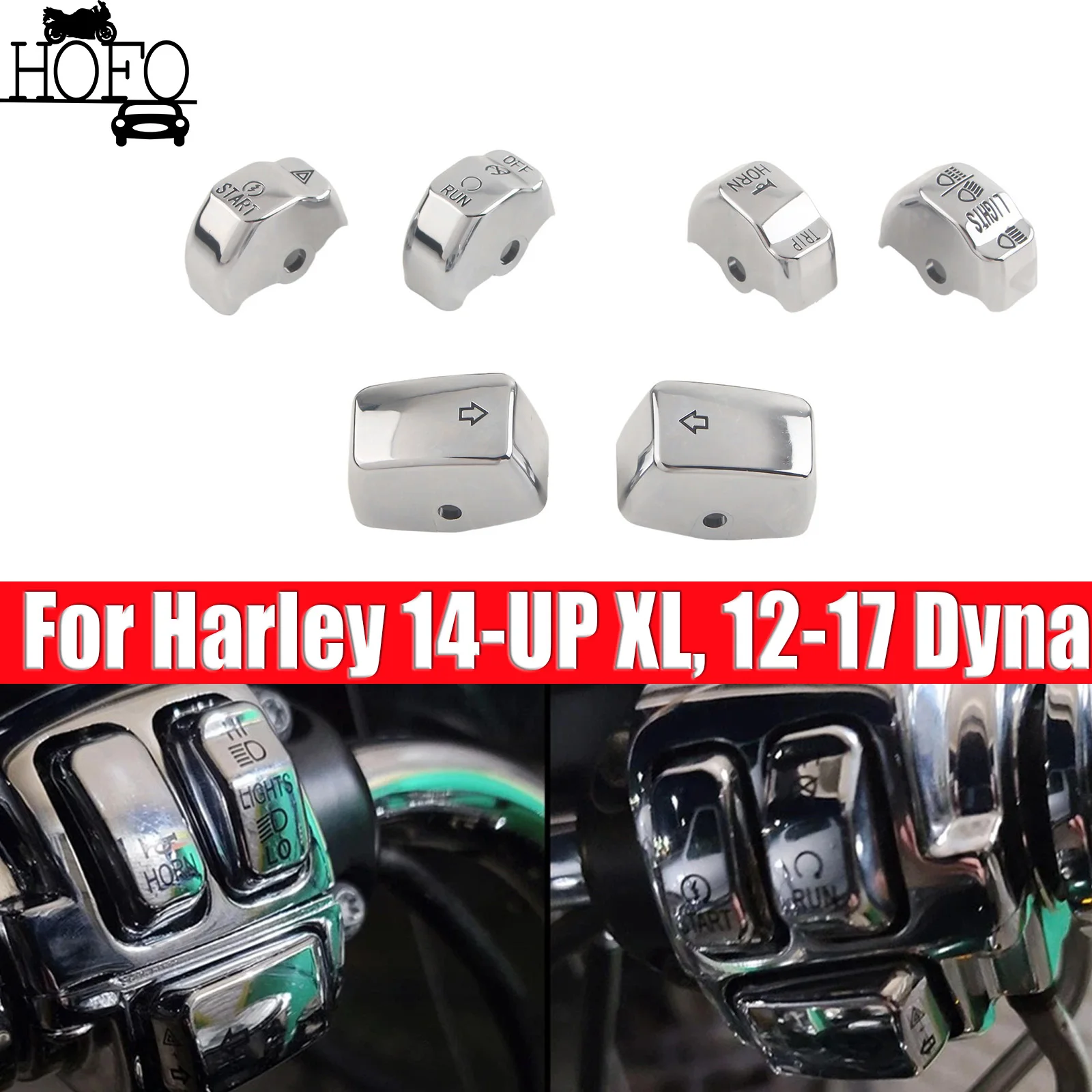 

6PCS Hand Control Switch Housing Button Caps For Harley 14-UP XL, 12-17 Dyna