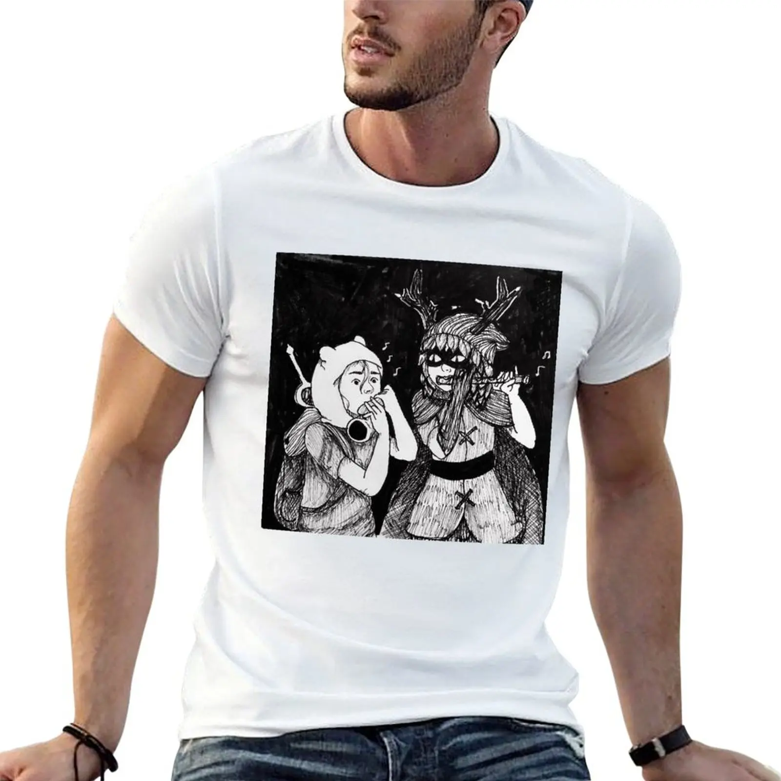 Flute Duet T-Shirt anime tshirt cute tops mens graphic t-shirts anime