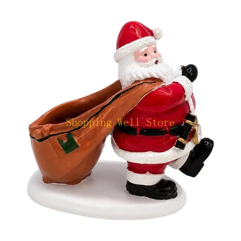 KX4B Santa Figurine with Integrated Open Gift Bag, Small Item Storage, and Christmas Display Use for Home, Shops, and Parties
