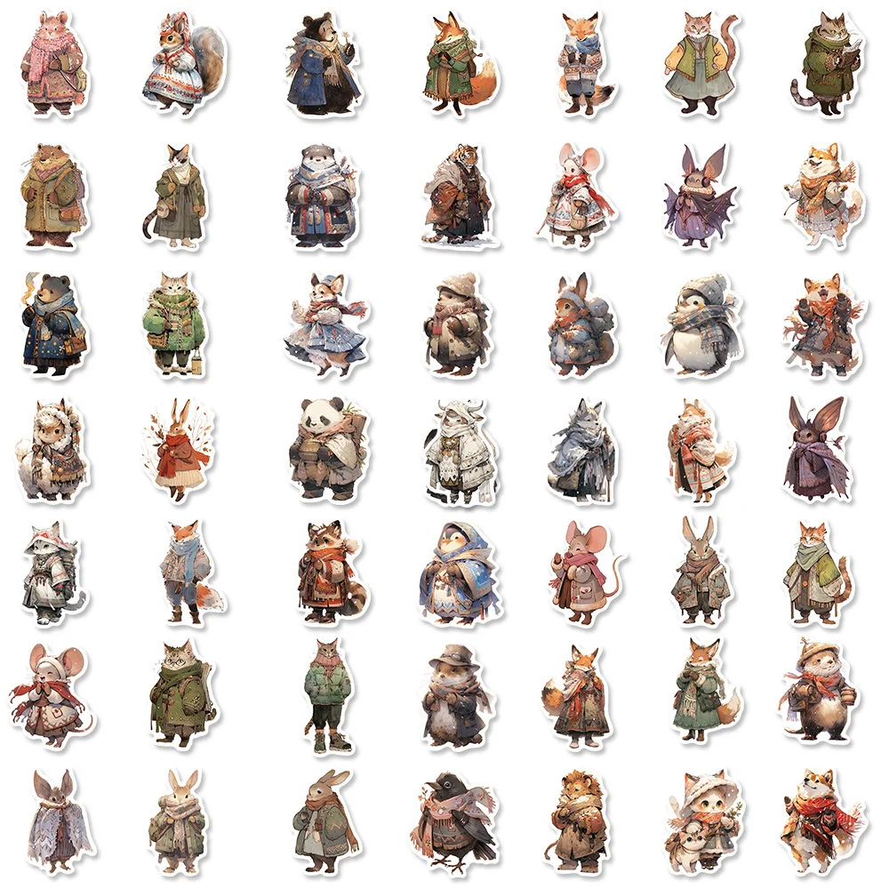 10/30/50PCS New DIY Winter Animal Stickers Cartoon Creative Anime iPad Computer Desk Car Guitar Decoration Waterproof Wholesale