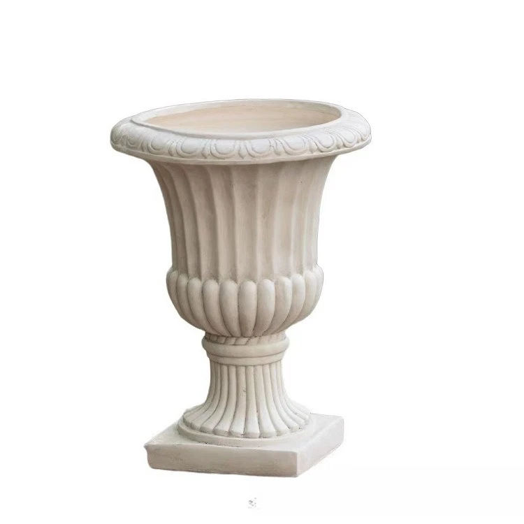 

French retro magnesium oxide flower pot, Renaissance style floor pot, Nordic creative garden garden green plant pot