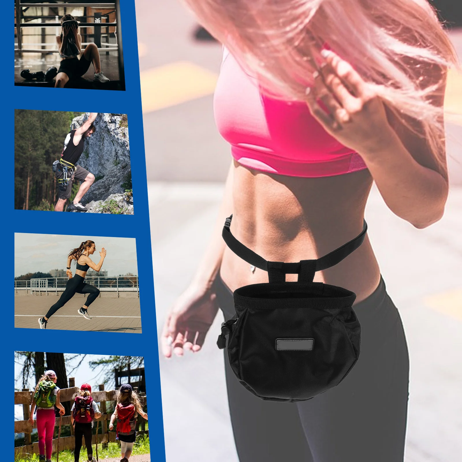 

1Pcs Outdoor Climbing Chalk Bag Large Capacity Black Waterproof Oxford Cloth One-Handed Open Close Durable for Bouldering