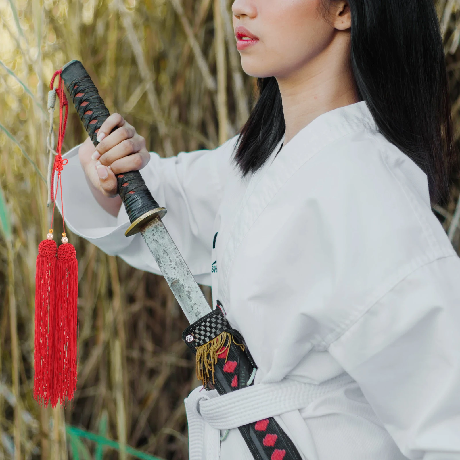

Luxury Martial Sword Tassel Vibrant Red Color Durable Material Tai Chi Fitness Decor Hanging Tassel Pendant