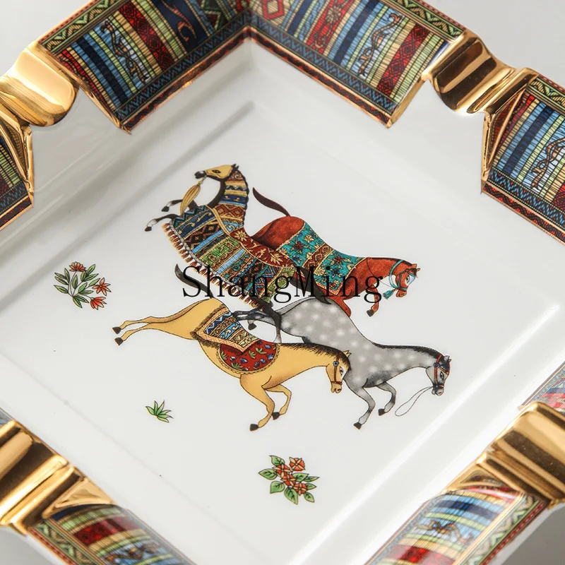 SM cigar ashtray home living room ornament hotel office creative square ceramic light luxury style