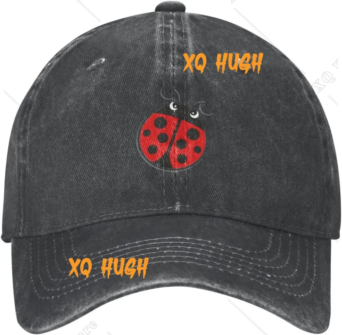 Ladybug Distressed Adjustable Washed Denim Mens Dad Trucker Hat Baseball Ball Cap for Men