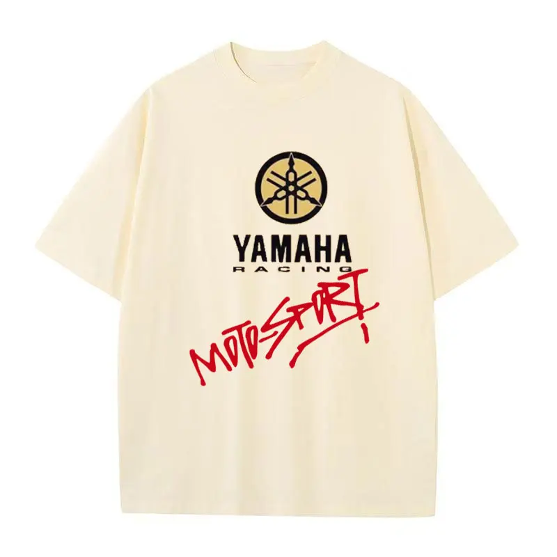 YAMAHA MOTO Double-layer Printed Short Sleeved T-shirt for Summer New Men's and Women's Plus Size Cycling Loose Casual Top