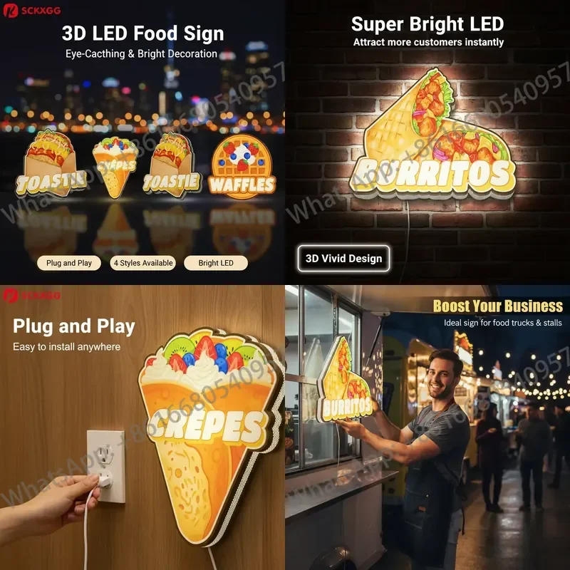 Sandwich Shop Custom Aluminum LED Acrylic Lightbox Advertising Business Sign Illuminated Decoration Weatherproof Waterproof