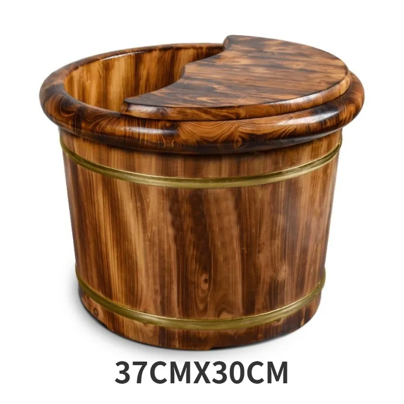 adult Household Solid Wood Wash Bucket Foot Bath Bucket Insulated Wooden Bath Portable Foot massage