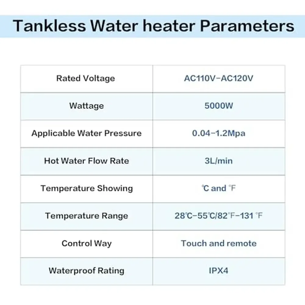 Aquecedor elétrico de água sem tanque, 5000w, 110v, 120v, controle remoto, aquecedor de água quente termostático instantâneo, cozinha, rvs, espaços compactos