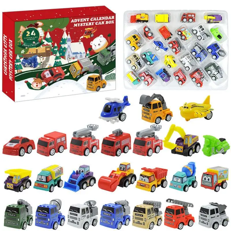 Advent Calendar Kids Toys 24Pcs Truck Car Engineering Vehicle Advent Calendars Educational Toys Christmas Gifts Stocking Stuffer