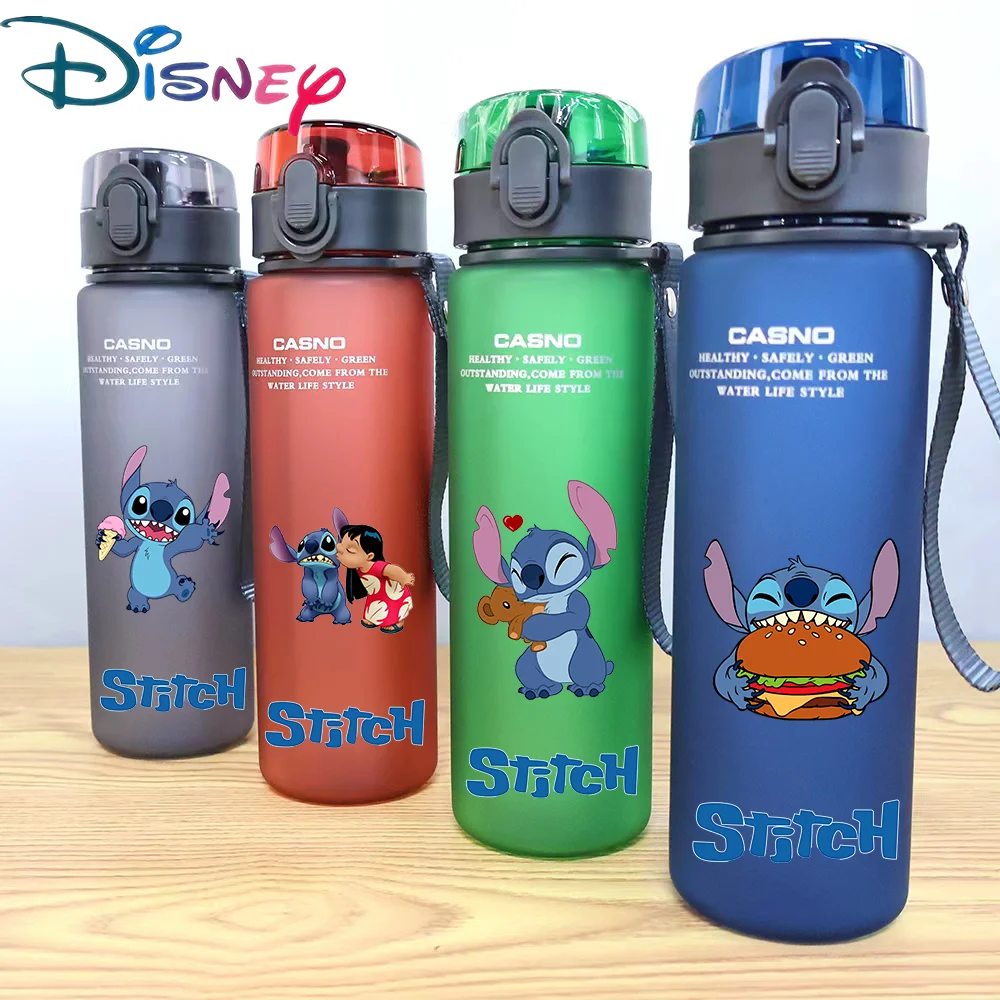 560ML Stitch Angel Cartoon kubek na wodę przenośny plastikowy kubek z kreskówek o dużej pojemności przezroczysty kubek Outdoor Sports Water Chil Cift