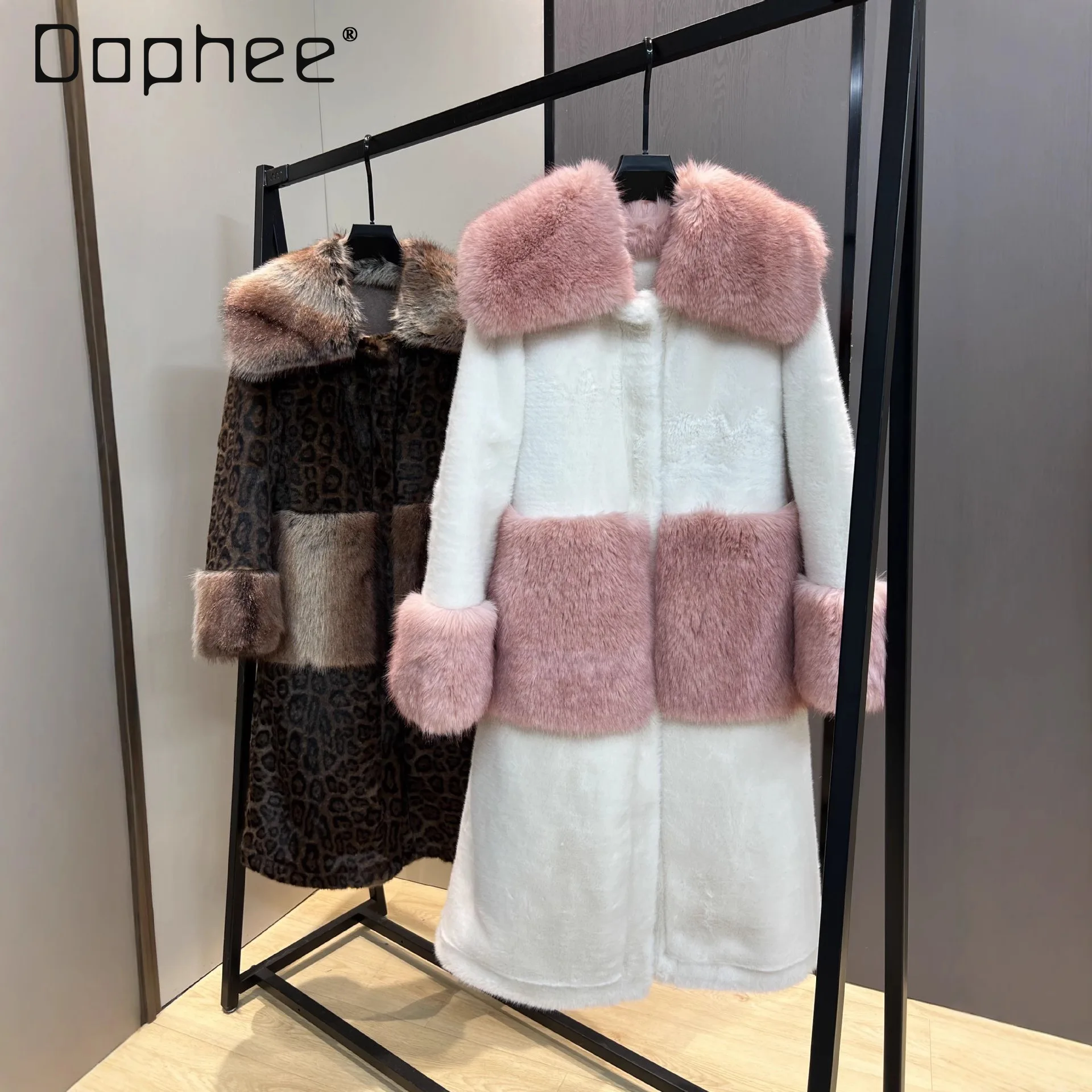 2025 شتاء جديد تقليد معطف فرو المنك سميكة الدافئة اللون كتلة الكورية نمط سترة فضفاضة للنساء معطف طويل فو الفراء