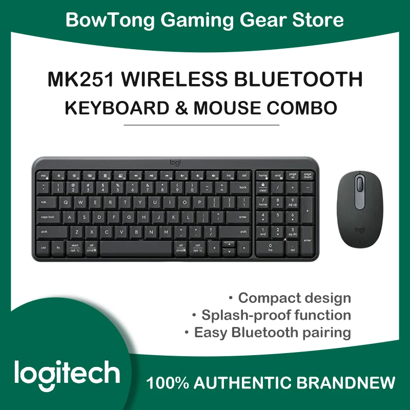 Logitech MK251 Wireless Keyboard Mouse Combo 99 Keys with Numeric Keypad Bluetooth Set for Business Laptop Office