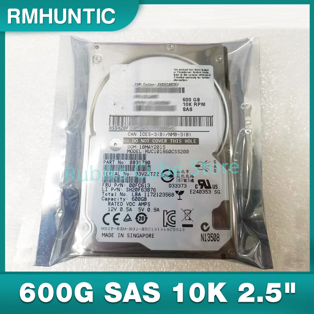 For Lenovo Hard Disk ST600MM0088 00FC613 00XH236 600G SAS 10K 12Gb 2.5