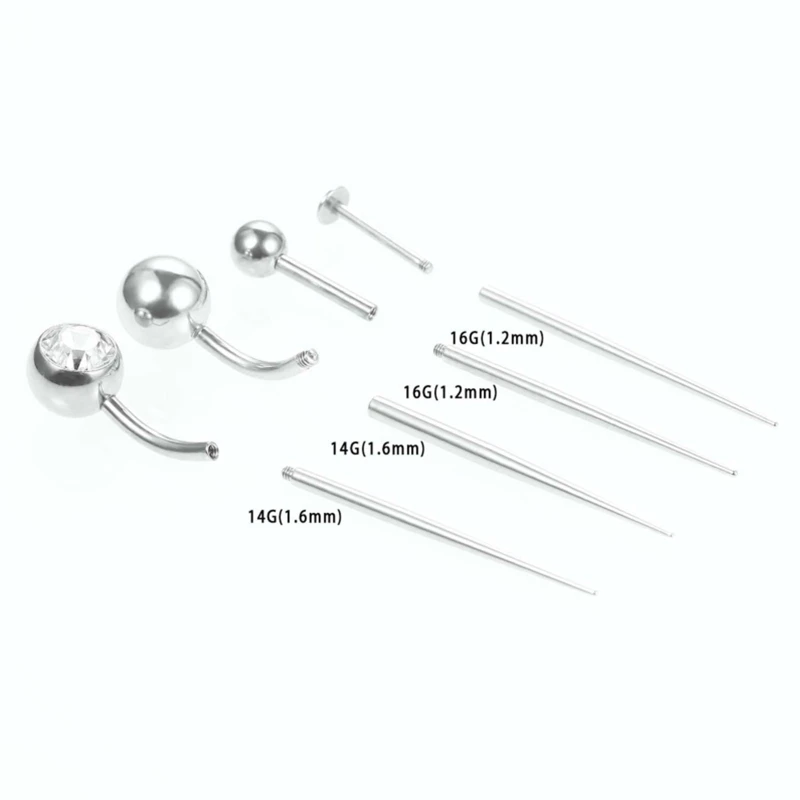 Stainless Steel Ear Gauges Stretching Plugs Tapers Insertion Pin for Ear Nose Stretcher 16G 14G Piercing Stretching Dropship