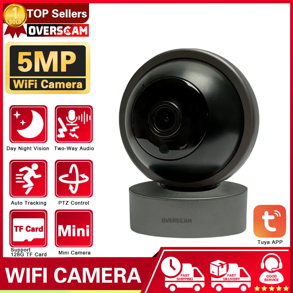 

Tuya Smart Life Camera 360 ° 5MP Wifi Monitoring Via Infrared Mobile Phone Night Vision 360°Tracking PTZ Surveillance PT Camera