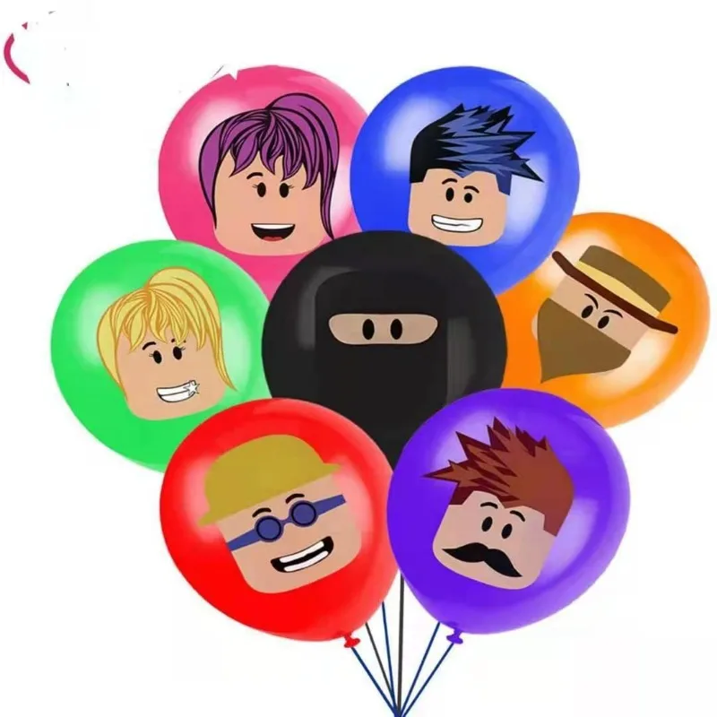 Roblox Cartoon Latex Balloons Game Theme Birthday Party Supplies Flag Insertion Card Insertion Cake Decoration Baby Shower