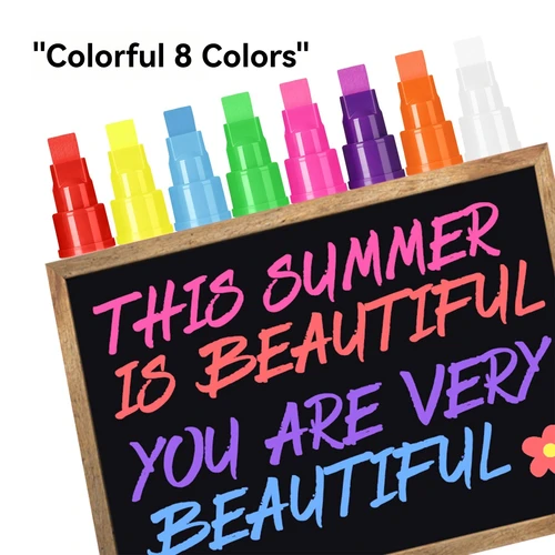 Imagen 2 del producto Marcadores de ventana para automóvil, marcadores de tiza líquida gigantes de 10/15 mm, bolígrafos de tiza lavables y de borrado en húmedo para pizarra, pizarra, carteles,