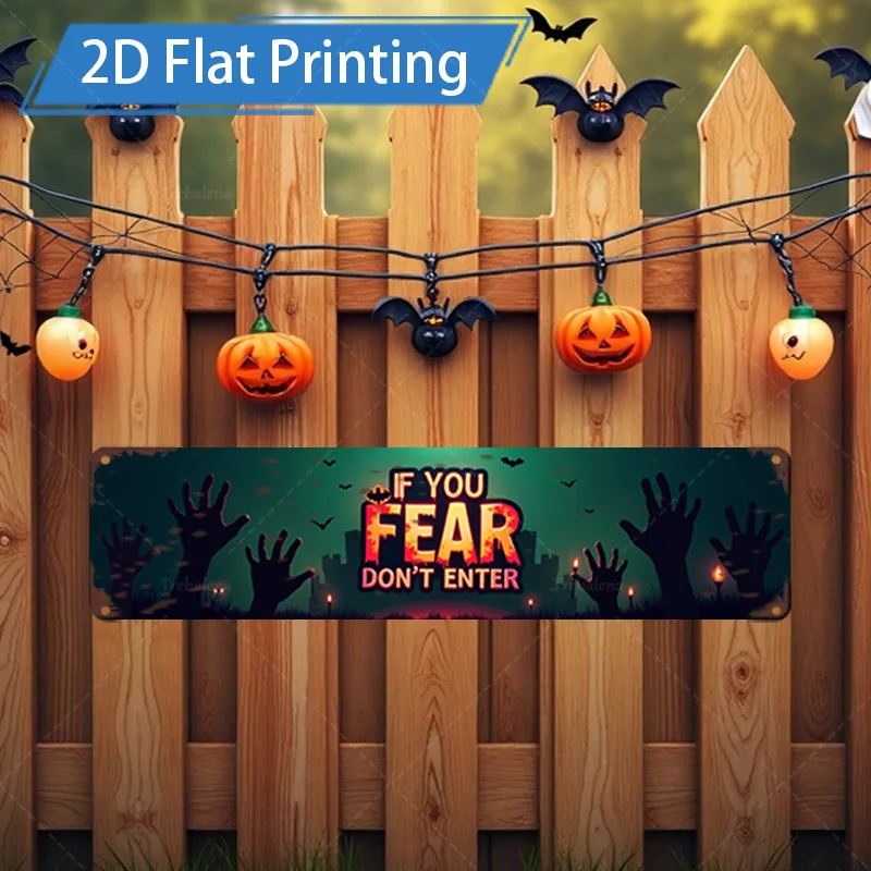 1pc Metal Sign, 4x16inch Halloween 
