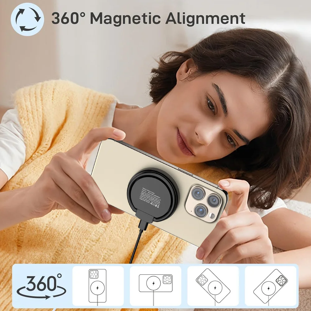 شاحن لاسلكي Magsafe لوحة شحن سريعة شاحن مغناطيسي لنظام Android Samsung S25 UltraS25 PlusS25 S24 S23، لسلسلة iPhone #4