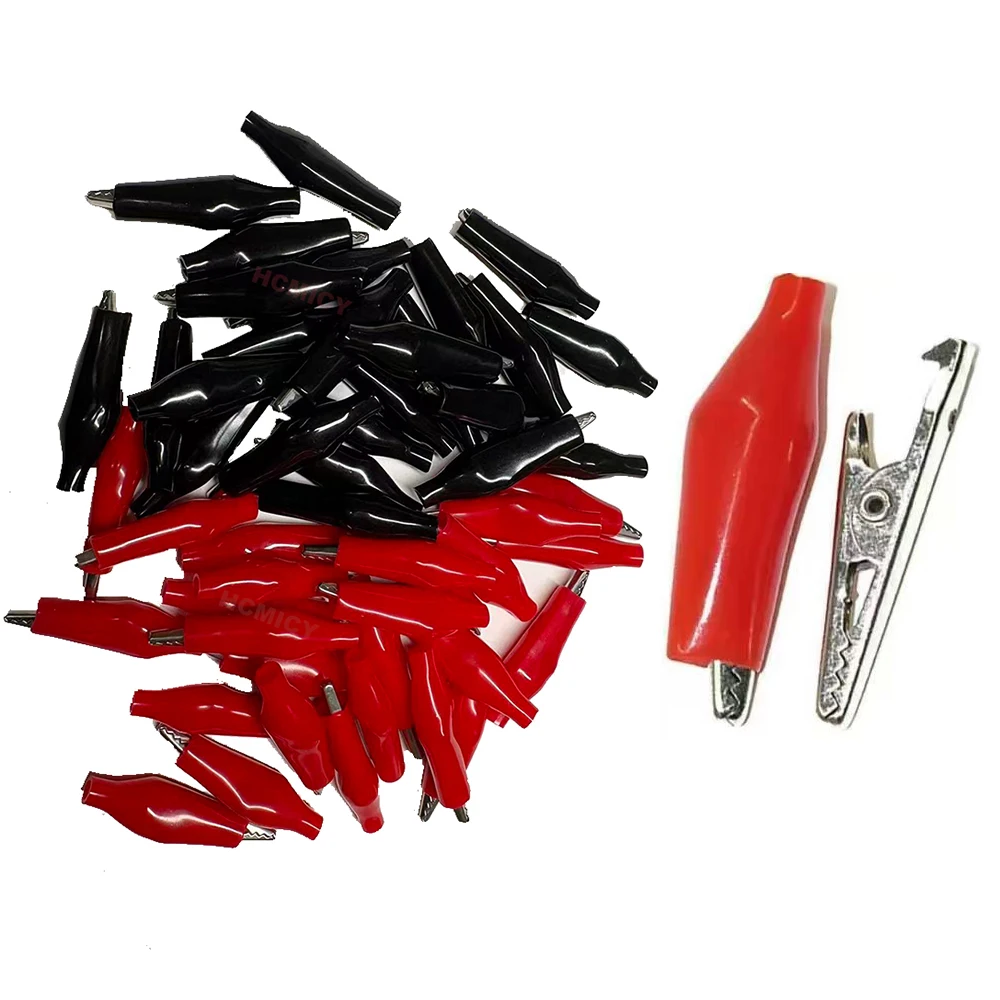 5A  Alligator Clips 28mm Red Black PVC Insulation Cover Electrical Test Crocodile Clips For Multimeter Battery Electronic