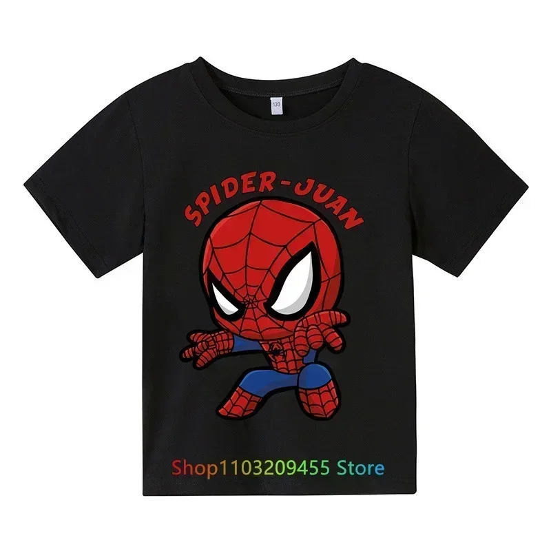 Spiderman T-shirts Cartoon Boys Girls Kids Print T Shirt For Children Summer Short Sleeve T-shirt Tops Clothing 3-14 Years