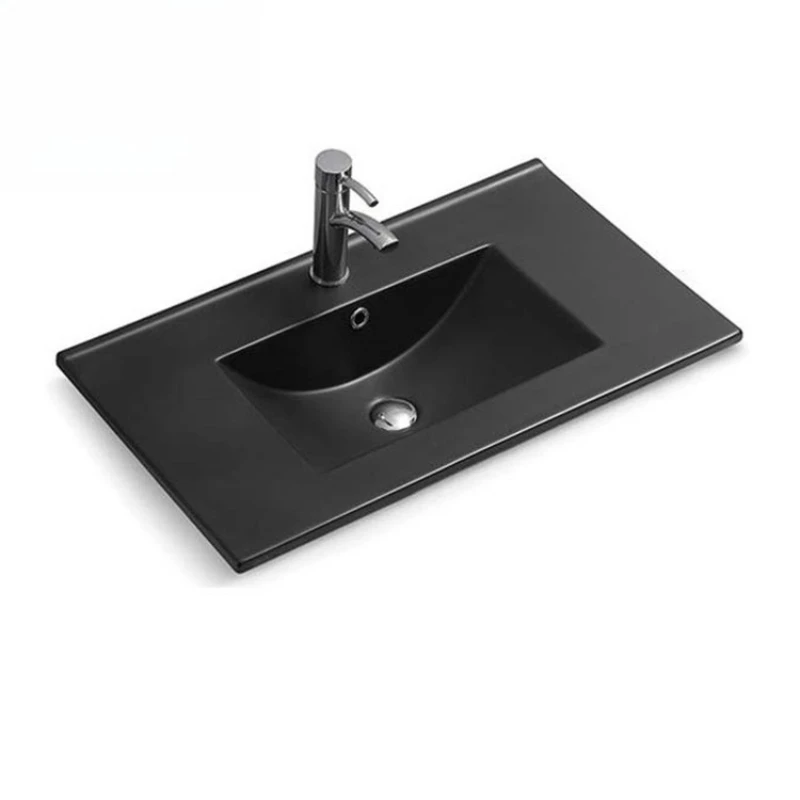 

High temperature firing matte black thin edge basin ceramic integrated molding wash bathroom cabinet