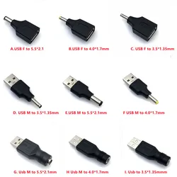 DC Connector USB 2.0 M/Female to3.5*1.35mm 4.0*1.7 5.5*2.1mm/2.5mm jack Male Plug DC Power male to female Plug Connector Adapter