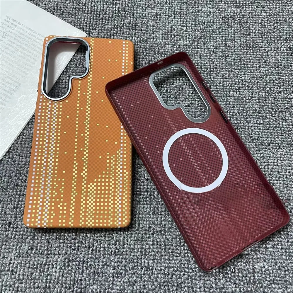 حافظة ليلية متوهجة من ألياف الكربون المغناطيسية لهاتف سامسونج جالاكسي S25 Ultra S24 Ultra لهاتف Magsafe غطاء صلب لشحن الكمبيوتر اللاسلكي #3