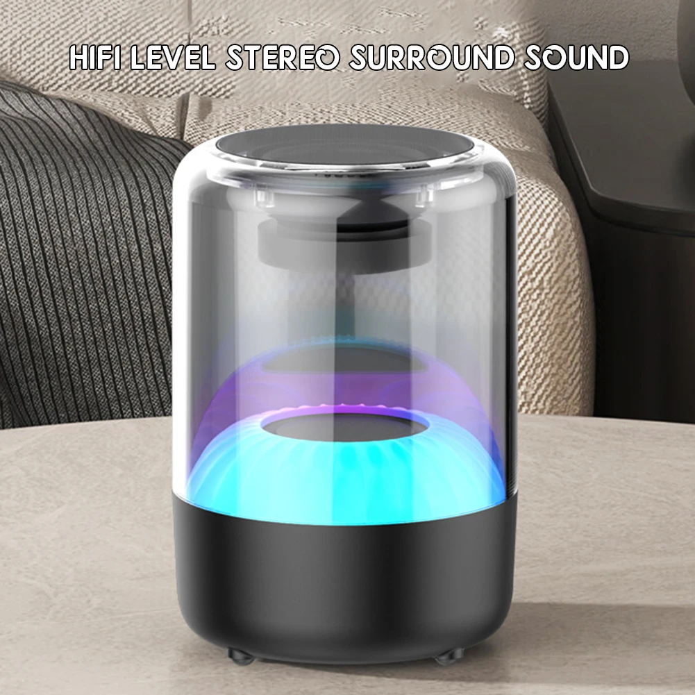 Fashion Wireless Speaker With Circle Color Lights Multifunctional Stereo Music Speaker For Home Party Beach