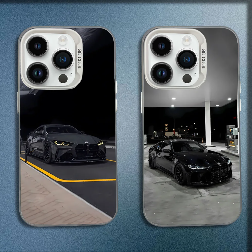 

Red Blue B-BMWES Car Phone Case For iPhone 16,15,14,13,12,11,Mini,Pro,E,MAX White Candy Matte Shockproof Cover