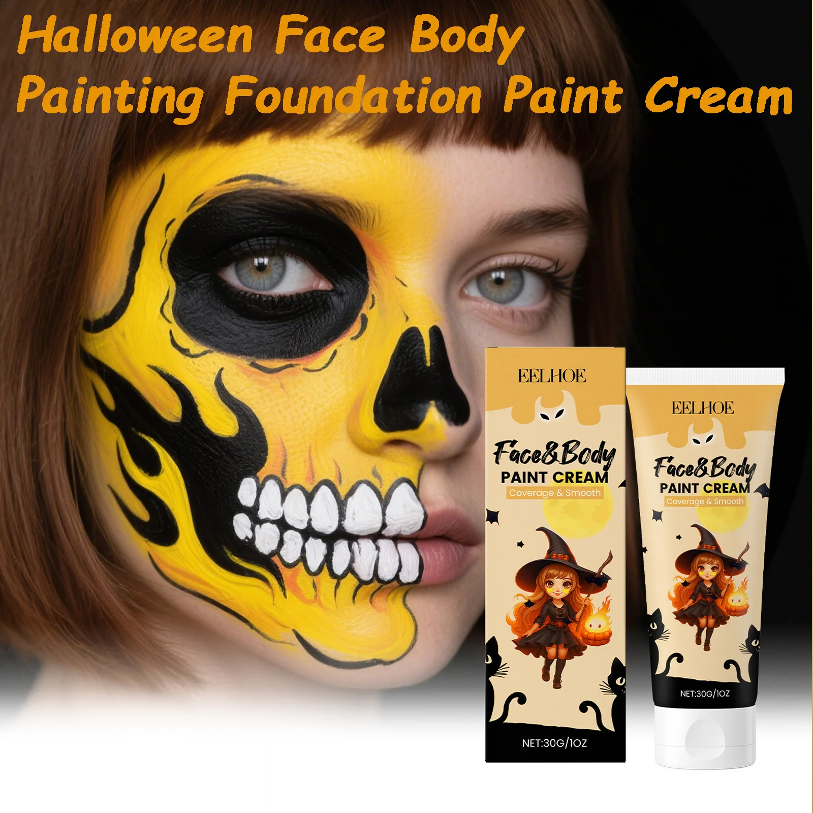 كريم تلوين الوجه والجسم للهالوين، كريم مكياج للحفلات التنكرية للعب الأدوار، كريم أساس مطلي احتفالي قابل للغسل #1
