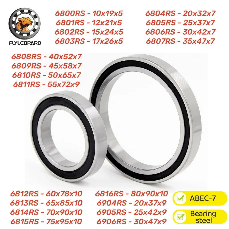 1Pcs 6812RS 60x78x10mm Bearing ABEC-7 Deep Groove Ball Bearing 6800 6801 6802 6803 6804 6805 6806 6807 6808 -2RS Rubber Sealed