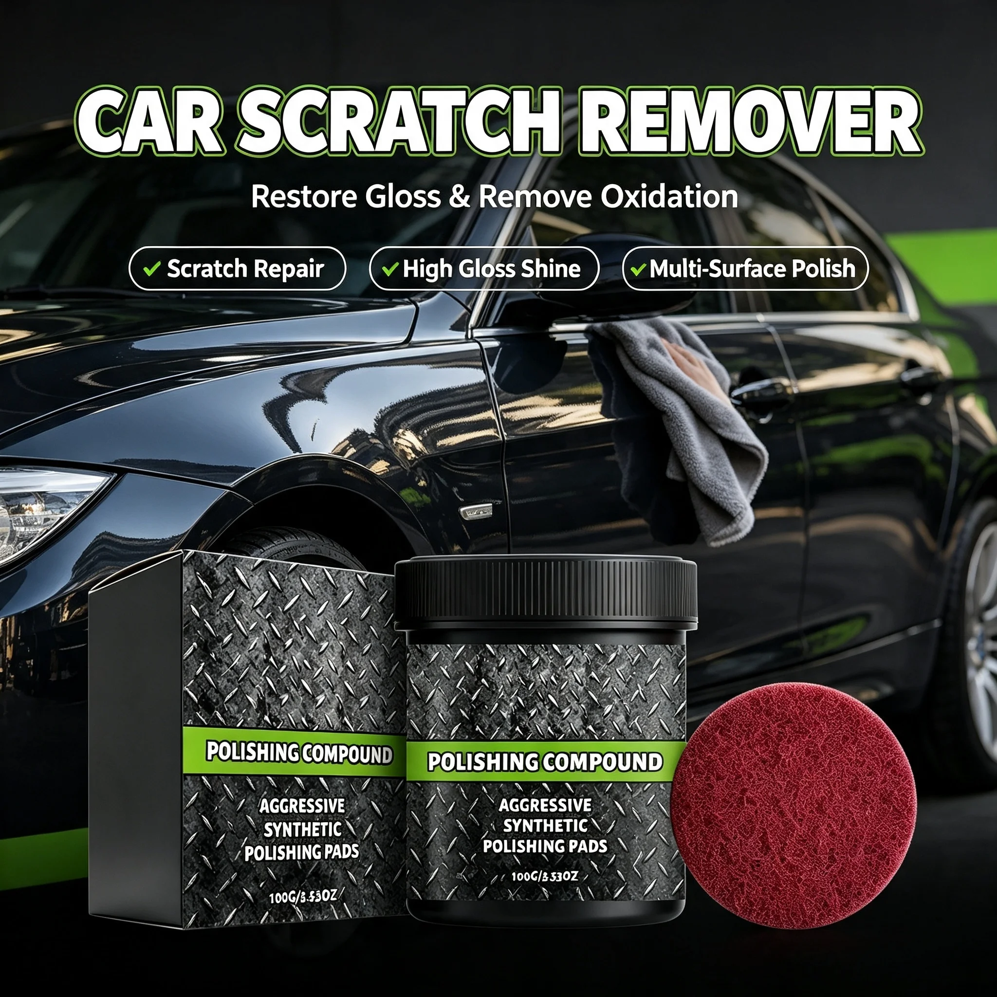 Multi‑Surface Polishing Compound Paste Car Scratch Remove Metal Polish Stainless Steel Chrome Restore Shine Auto Repair Beeswax
