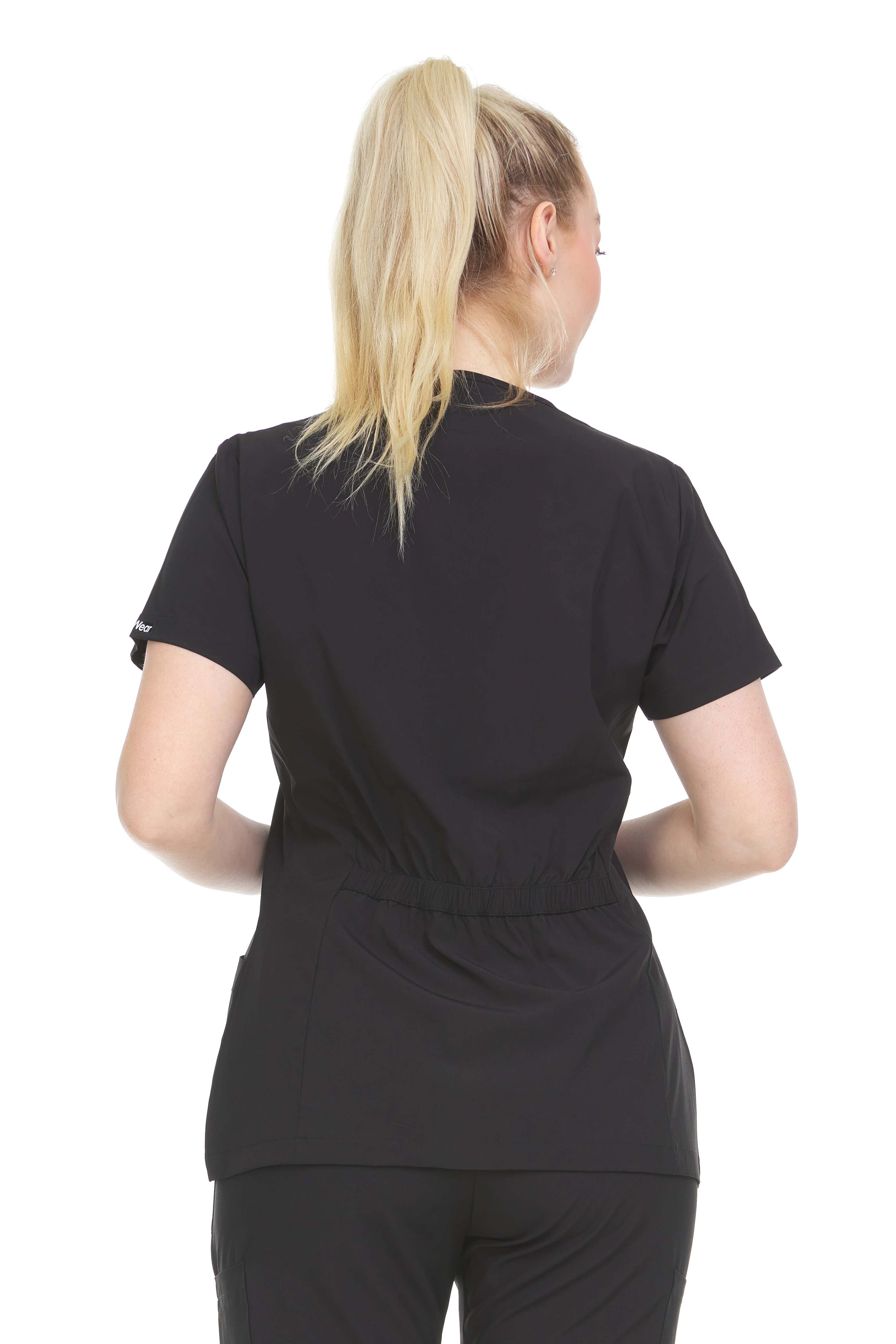 HEAL+WEAR Women Scrub Top V-Neck Short Sleeve  With Pockets 4-Way Stretch