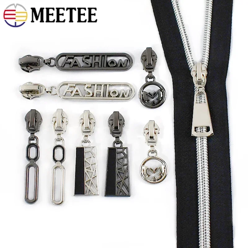 10/30Pcs Meetee 5# Sewing Zipper Slider for Nylon/Metal/Resin Zippers Bag Handbag Decor Zips Puller Clothes Zip Repair Accessory