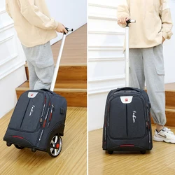 Large trolley backpack with wheels fashion popular student carry on trolley bag multi-purpose luggage bag men women suitcase bag