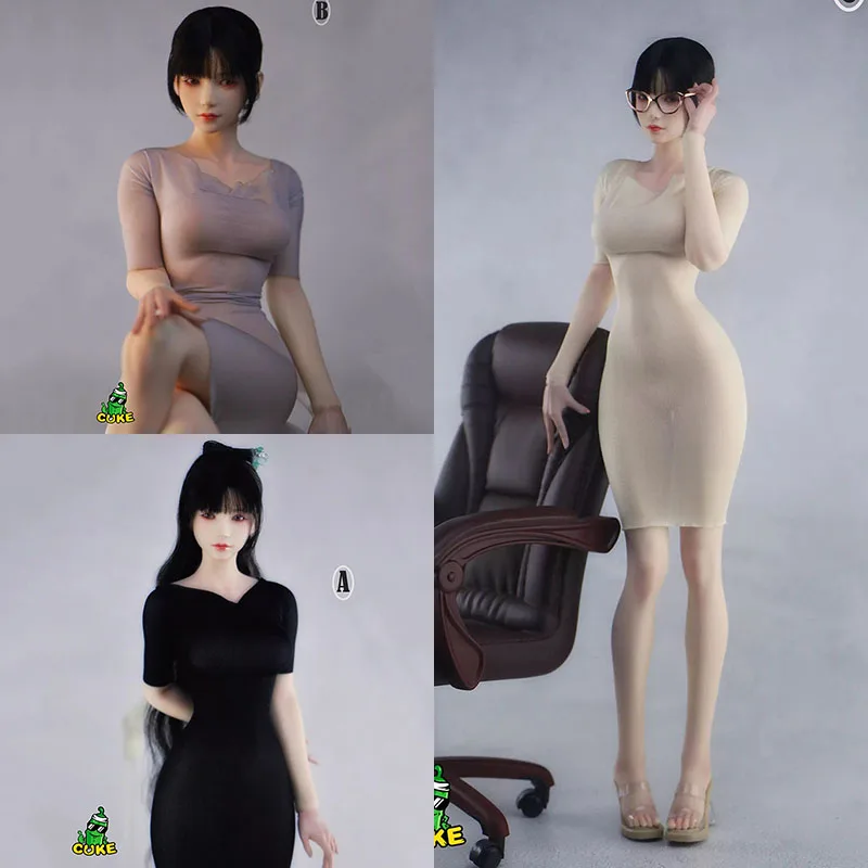 1/6 Scale Female Tight Ultra-thin Dress High Elasticity Bodycon Skirt Clothes Model Fit 12'' Soldier Action Figure Body Dolls