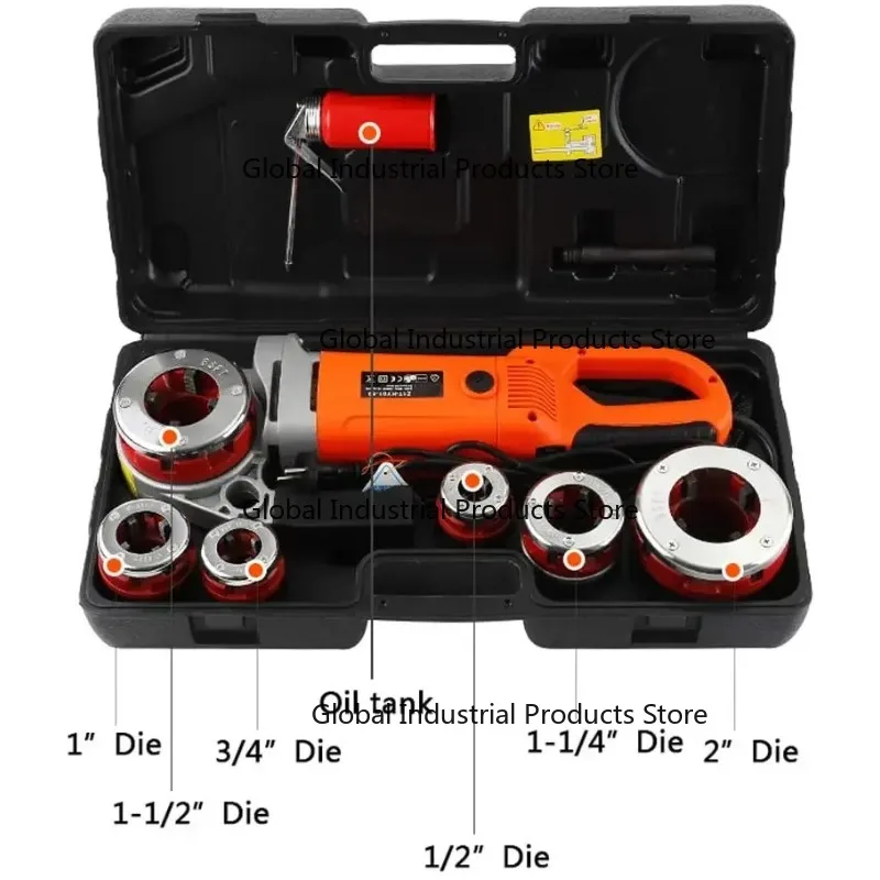 

Ручной электрический резьбонарезной станок для труб от 1/2'' до 2'' с 6 насадками, для сантехники и систем ОВКВ