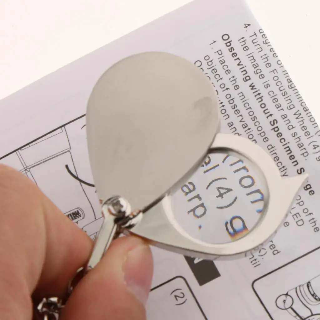 Foldable Jewelry Magnifier 15X Metal Glass Loupe Pocket Keychain Mini Magnifying Glass for Antiques Inspection