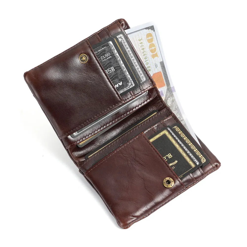 Men's Coin Purse Wallet RFID Anti-theft Man Leather Wallet Zipper Business Card Holder Money Bag Wallet Male