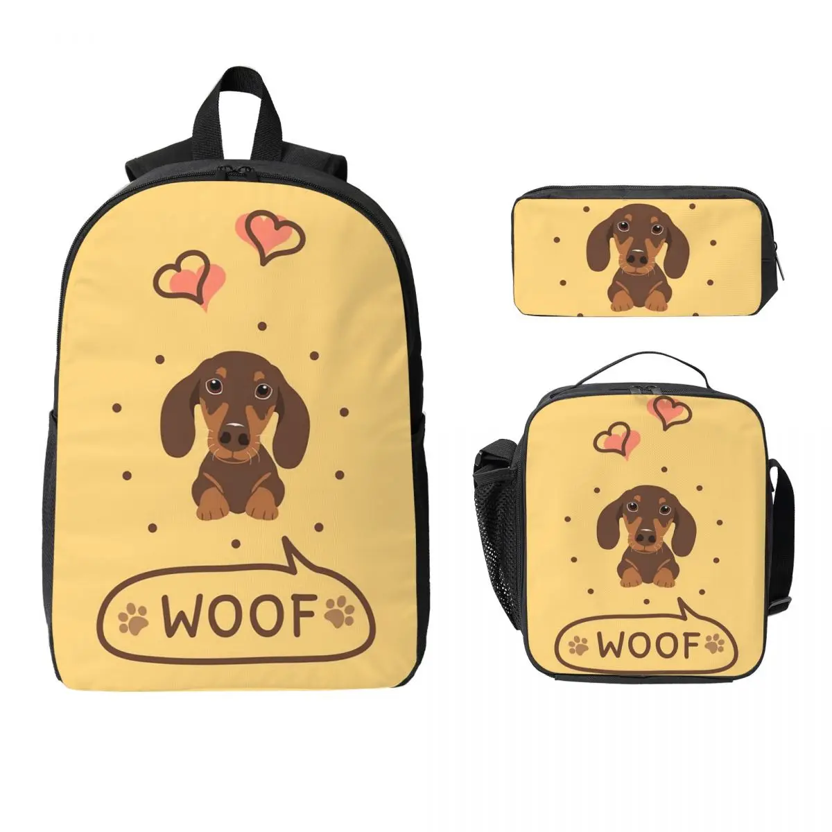 

Dachshund Dog Backpack Student Boys Girls BookBag School Bag Computer Shoulder Bags 3ps Insulated Lunch Bag Pencil Case