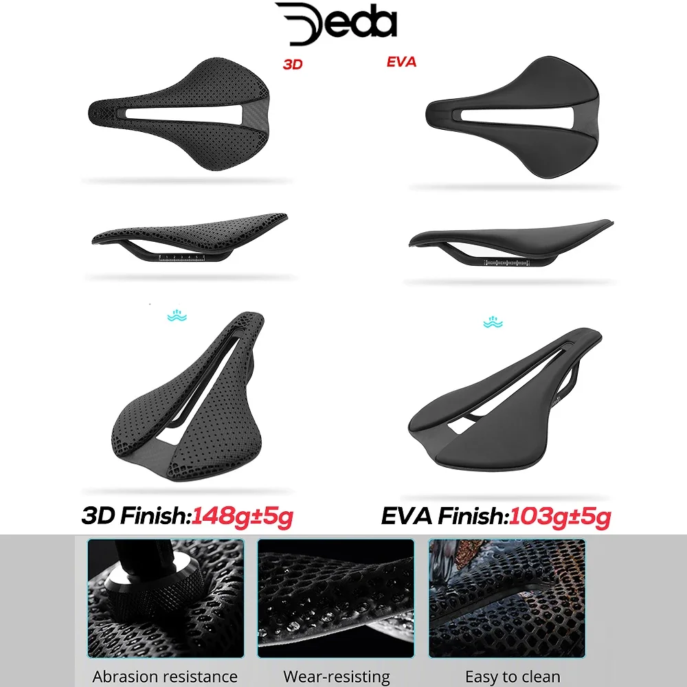 

DEDA 3D Printed Ultralight Saddle, Carbon EVA Hollow 245x145mm, MTB/Road Racing Cushion, Carbon Rail, Full Carbon Shell