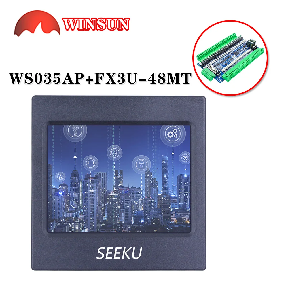 

FX3U+HMI PLC support WS-035AP Touch screen with FX3U-48MT -48MR -32MT -24MR -24MT -14MR -14MT RTU communication